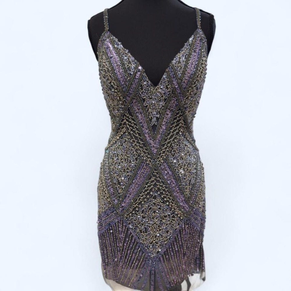 Designer Valiant Paris heavily beaded mini dress